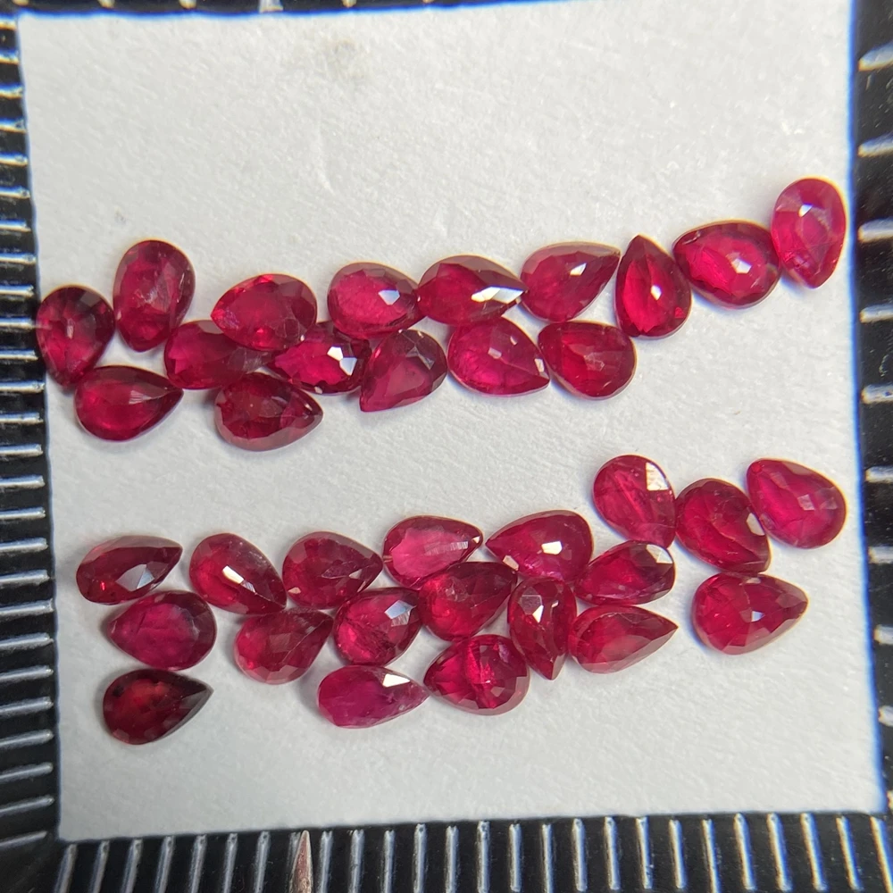 

Pear Cut 3x5mm 4x6mm 100% Africa Natural Original Pigeon Blood Red Ruby Stone 1 Carat 1 Bag On Sale