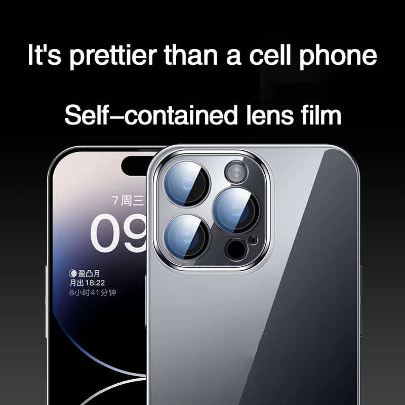 

For iPhone14 Pro Max phone case New luxury transparent 14Plus luxury lens film 13 protection case ultra-thin all-pack anti-fall