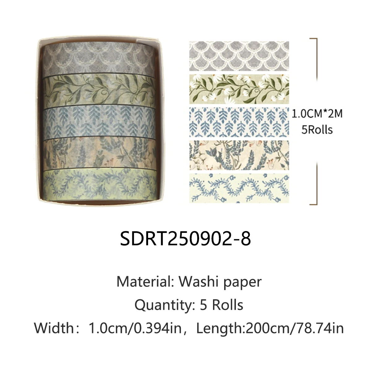 

Лента васи с цветочным принтом