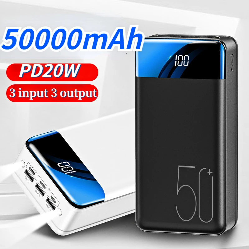 

50000mAh PD22.5W Portable Power Bank Fast Charging 4USB With Digital Display For iPhone Huawei