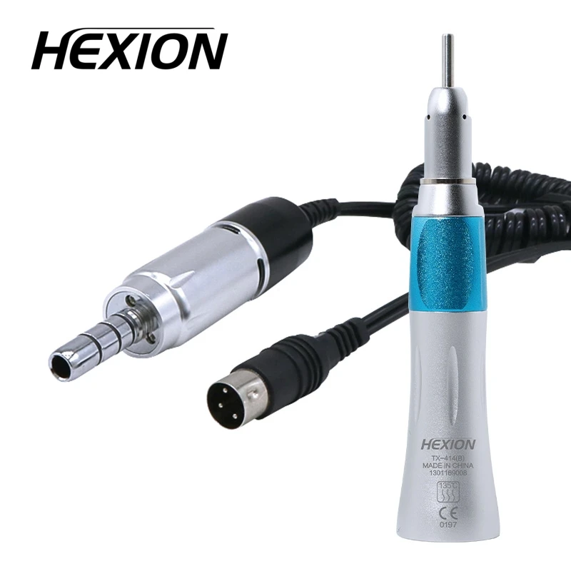 Фото Набор стоматологических низкоскоростных микромоторов HEXION E-типа, 35000 об/мин, прямой/угловой наконечник соотношения 1:1, для электродвигателя для лабораторной полировки №5