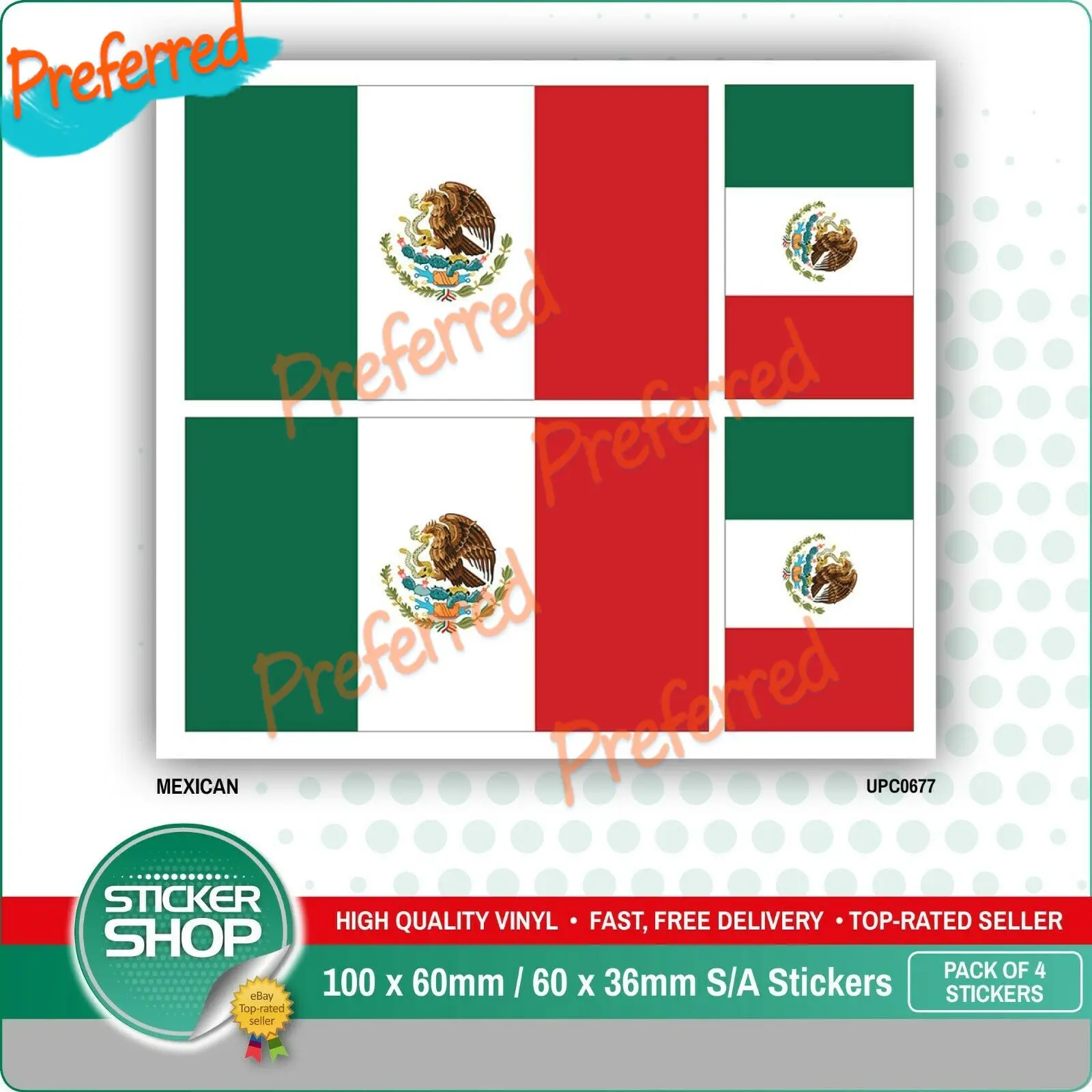 

4 X MEXICAN MEXICO FLAG VINYL CAR VAN IPAD LAPTOP Windshield Bumper Waterproof PVC Car STICKER Decals