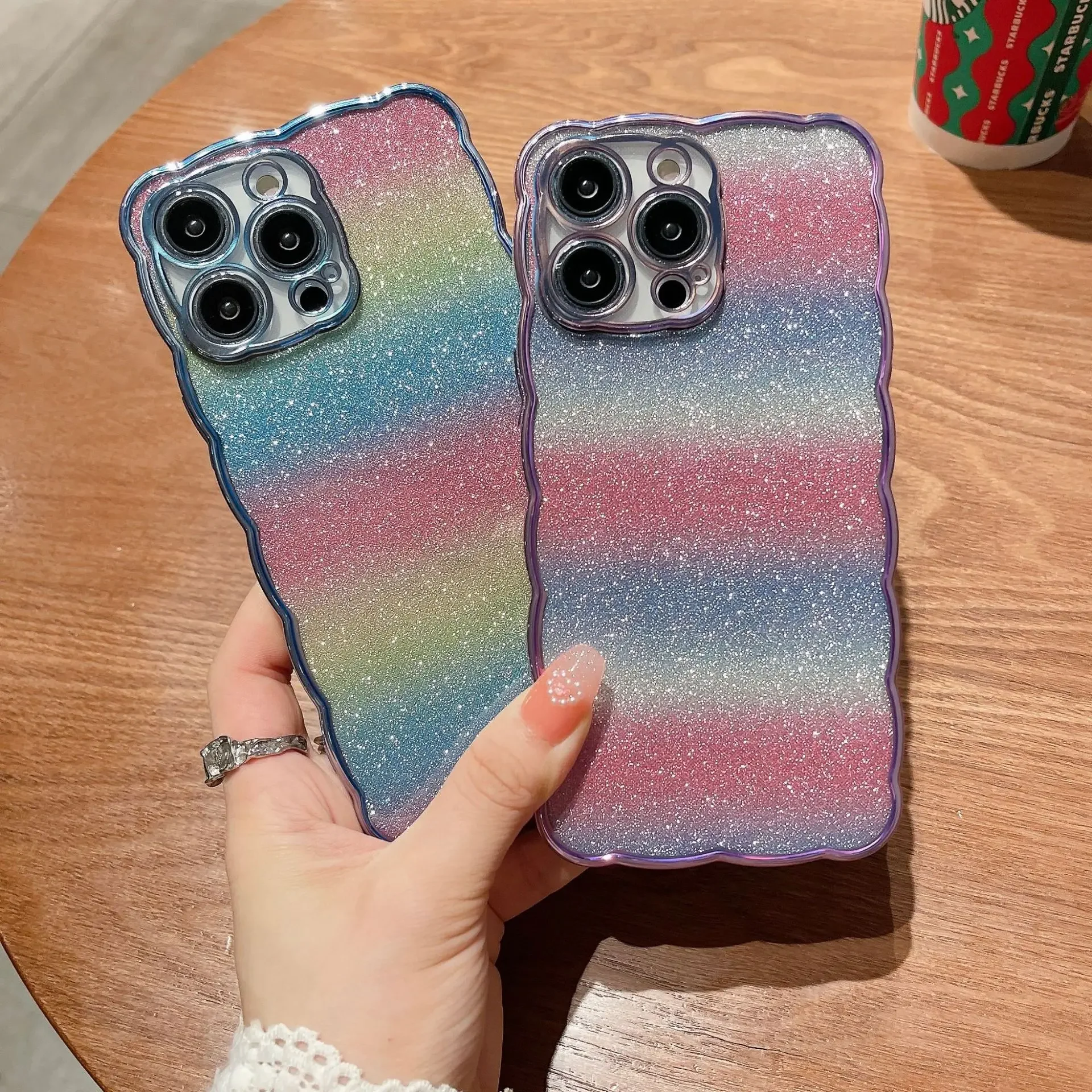 Чехол для iPhone14Pro новый чехол с порошковым волнистым узором Apple13 гальванический