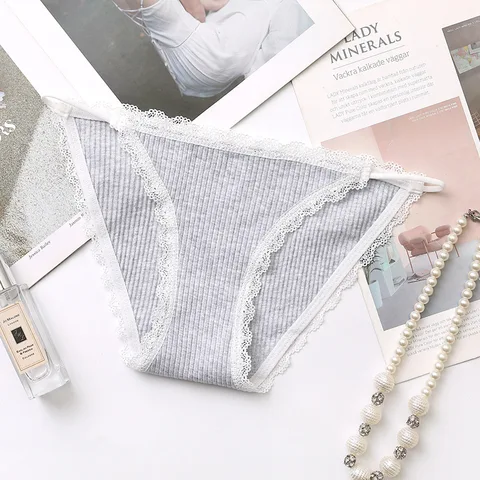 1PC Women Sexy Lace Panties Cotton Underwear Solid Color Bikini Low Waist Breathable Underpants Female Soft Intimates Lingerie
