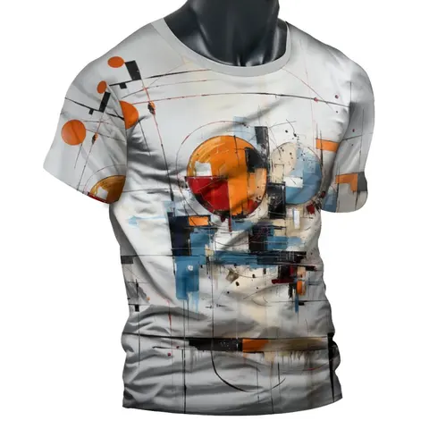 Футболка мужская оверсайз с коротким рукавом, модный топ в стиле хип-хоп с абстрактными линиями и 3D-принтом, пуловер с круглым вырезом, лето