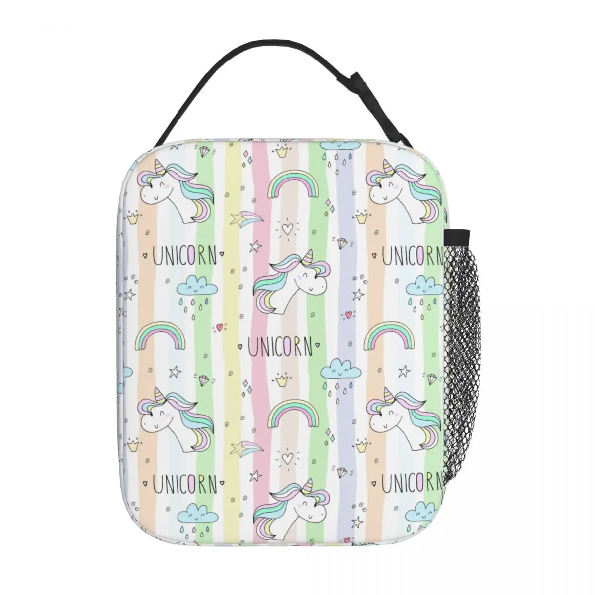 Rainbow Unicorn Cloud Insulated Girls Lunch Bag Picnic Food 