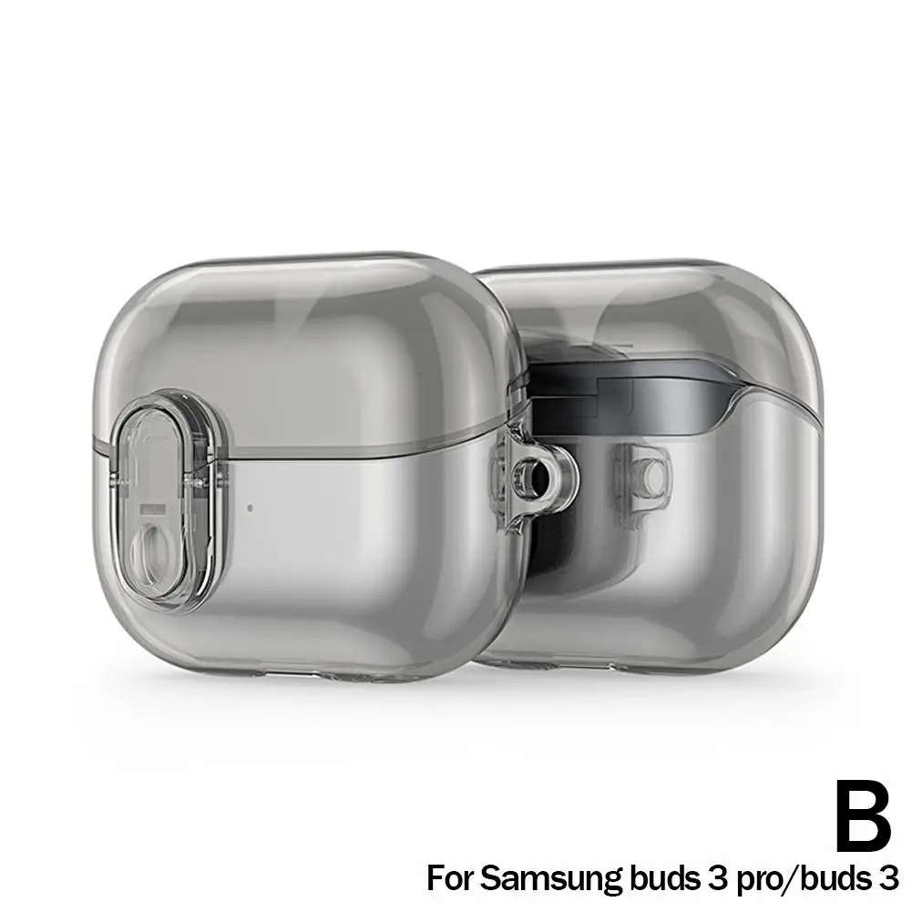 Прозрачный защитный чехол для наушников Samsung Buds 3 Pro с пряжкой переключателя