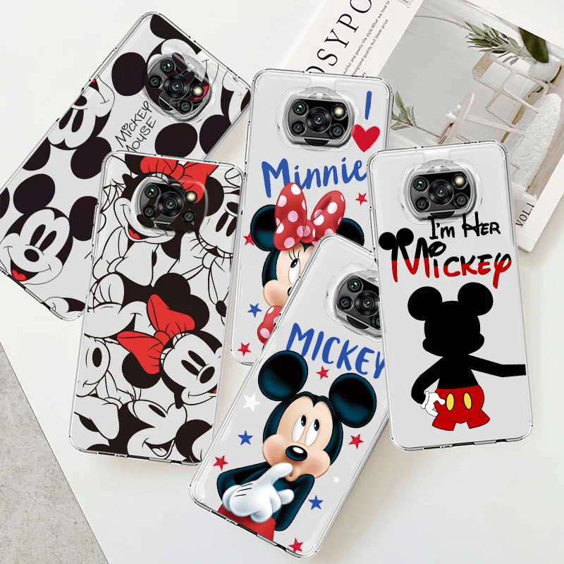 

Disney Red Mickey Minnie For Xiaomi Poco M5 M4 X4 X3 F3 GT NFC M3 C3 M2 F2 X2 Pro Mi Mix3 Silicone Transparent Phone Case Fundas