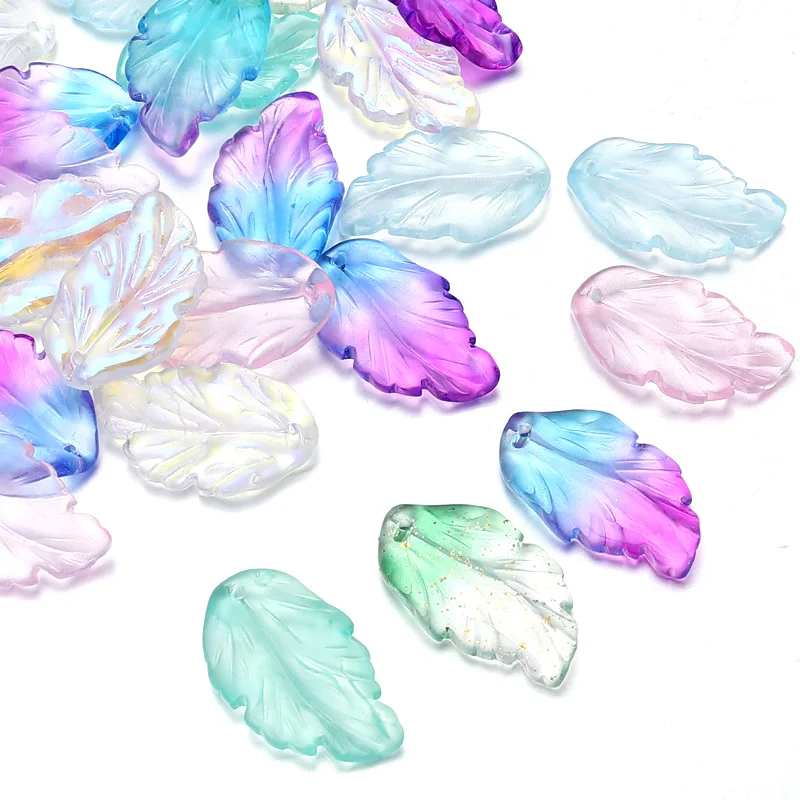 20 шт. стеклянные бусины в форме листьев для изготовления ювелирных изделий