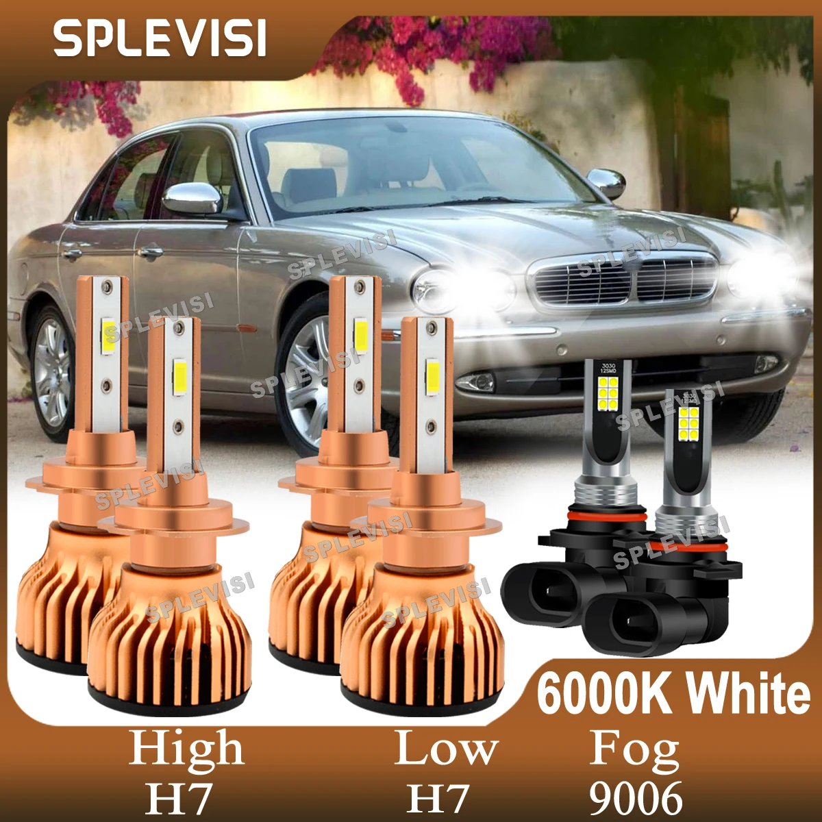 

Upgrade CSP Chips Pure White 65000LM For Jaguar XJ8 1998 1999 2000 2001 2002 2003 Car Light High Low Beam Foglamp H7 H7 9006