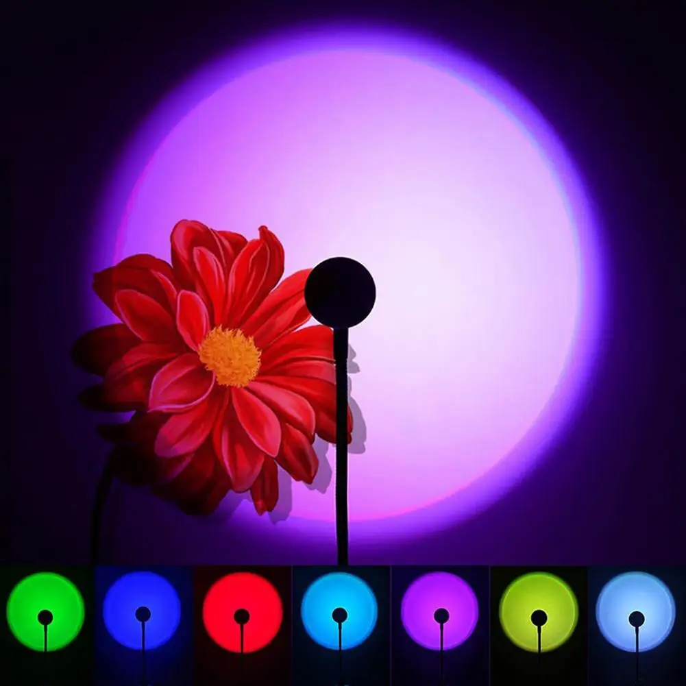 

Led USB Sunset Lamp Projector Night Light Portable Colorful Flexible Adjustable Birthday Party Decor Lamp Atmosphere Mood Lights