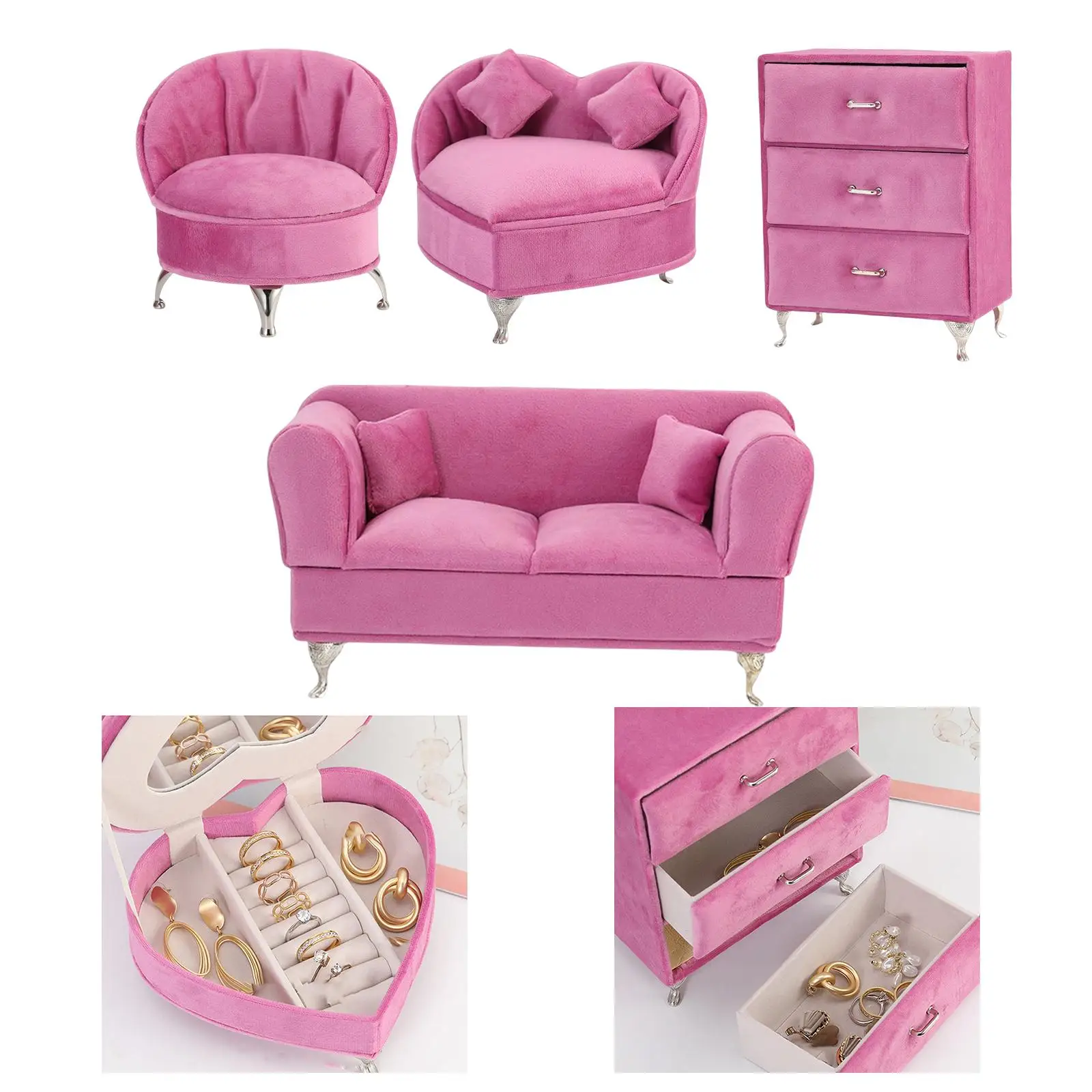 Jewelry Case Organizer Handmade Pink Keepsake Box for Necklace Rings Earring