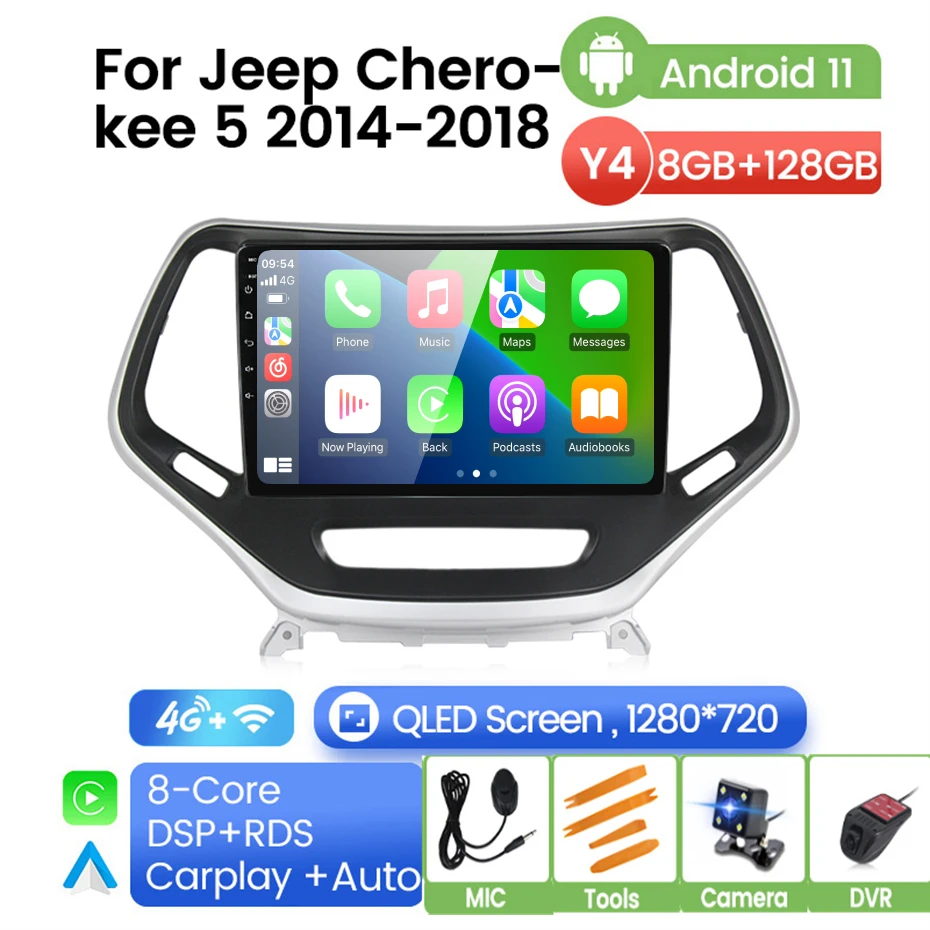 Автомагнитола на Android для Jeep Cherokee 5 KL 2014-2018 стерео мультимедийный видеоплеер с GPS