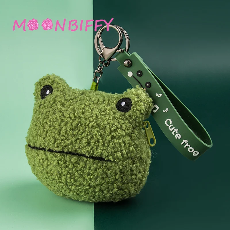 

Плюшевая подвеска-лягушка для ключей, креативная Милая лягушка в мультяшном стиле, брелок для ключей, плюшевая игрушка для детей, зеленая