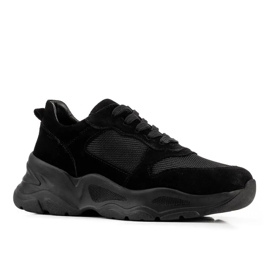 

Genuine Leather Black Suede Lace-Up Women 'S Sports Shoes