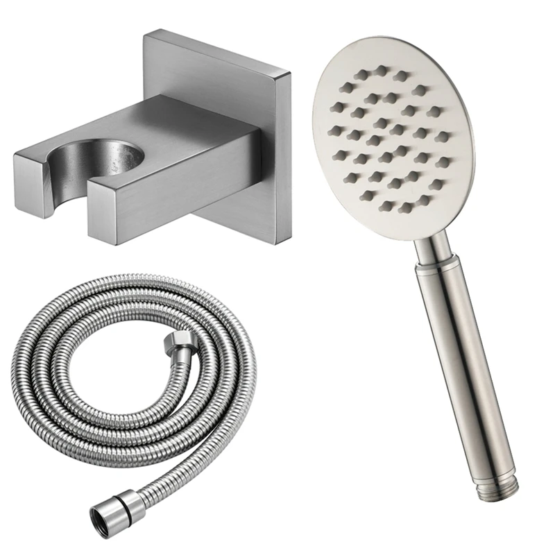 

Handheld Stainless Steel Shower Head Set with Copper Base and 1.5M Stainless Steel Hose Bathroom Shower Accessories
