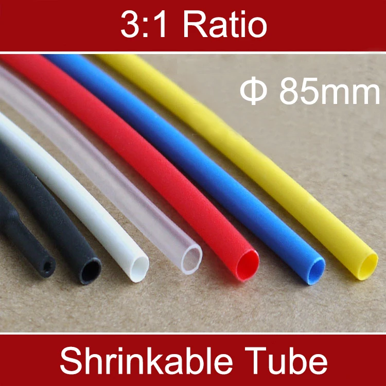 

1 м 3:1 соотношение 85 мм двойная стенка черная изоляция Водонепроницаемая термозольная клейкая подкладка кабельный рукав термоусадочная трубка