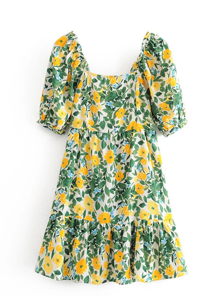 

Hsa женское летнее платье 2022, сексуальное пляжное платье в стиле бохо с v-образным вырезом и цветочным принтом, мини-платье трапециевидной фор...