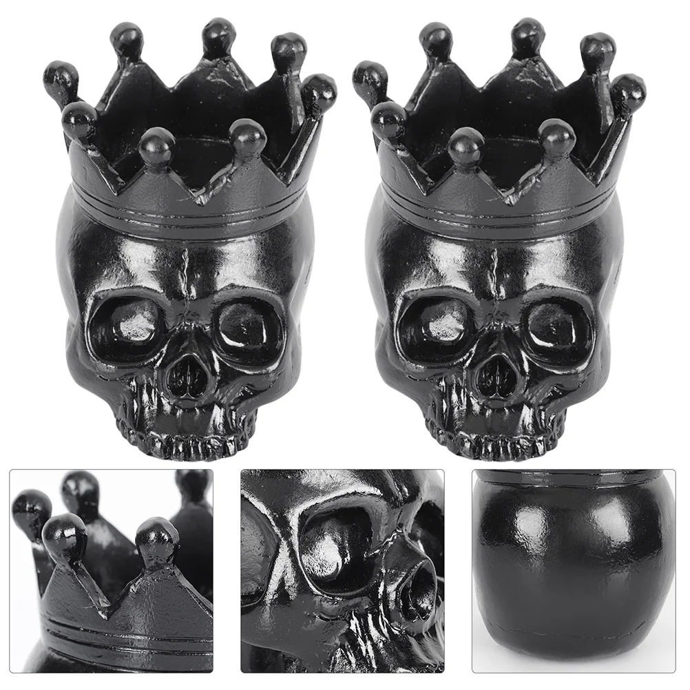

2pcs Practical Gothic Realistic Decorative Spooky Tealight Holder Resin Candlestick Crafts