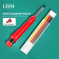 solid carpenter pencil with refill leads and built in sharpener for deep hole mechanical pencil marker marking woodworking tools