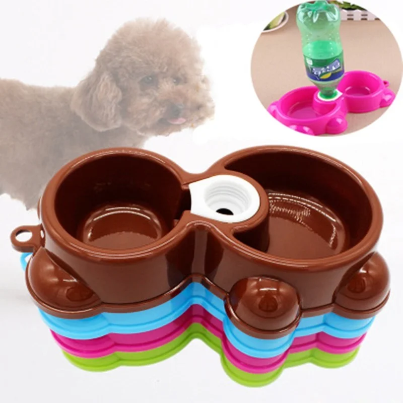 

Bear Shaped Automatic Cat Dog Bowl Drinker Fountain Dog Feeder Water Bottles Dispenser Plate Puppy Double Bowl Pet Supplies