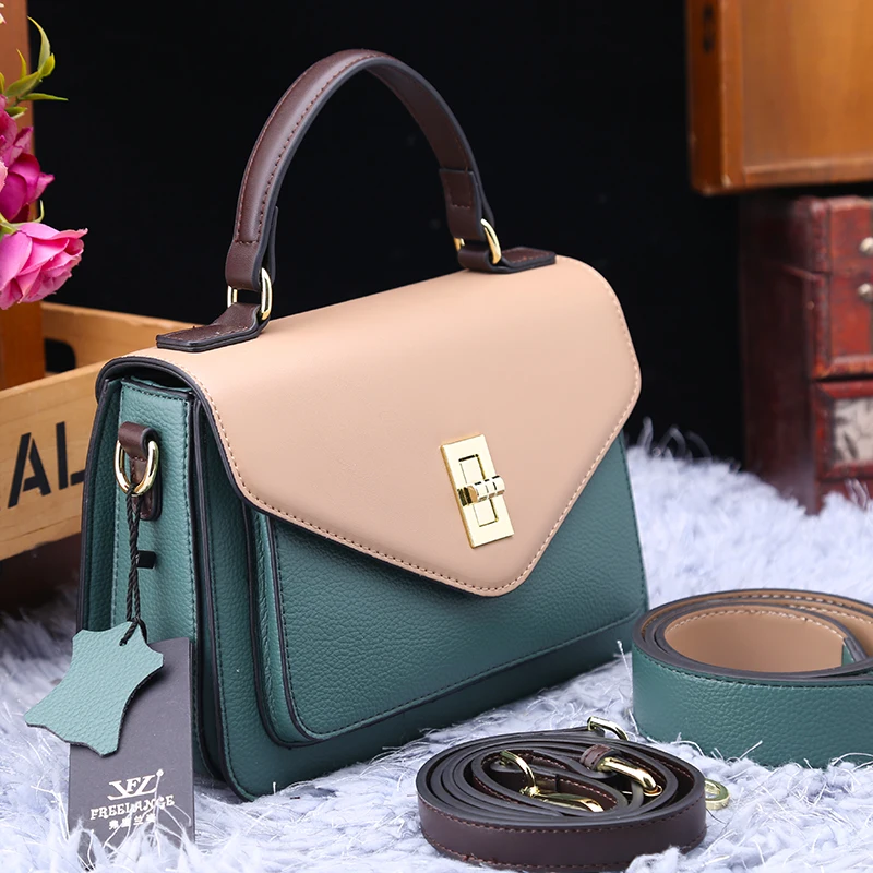 

2022 Autumn Winter New Fashion Leather Panelled Shoulder Bags High Quality Genuine Leather Women Purse and Handbags Sac A Main