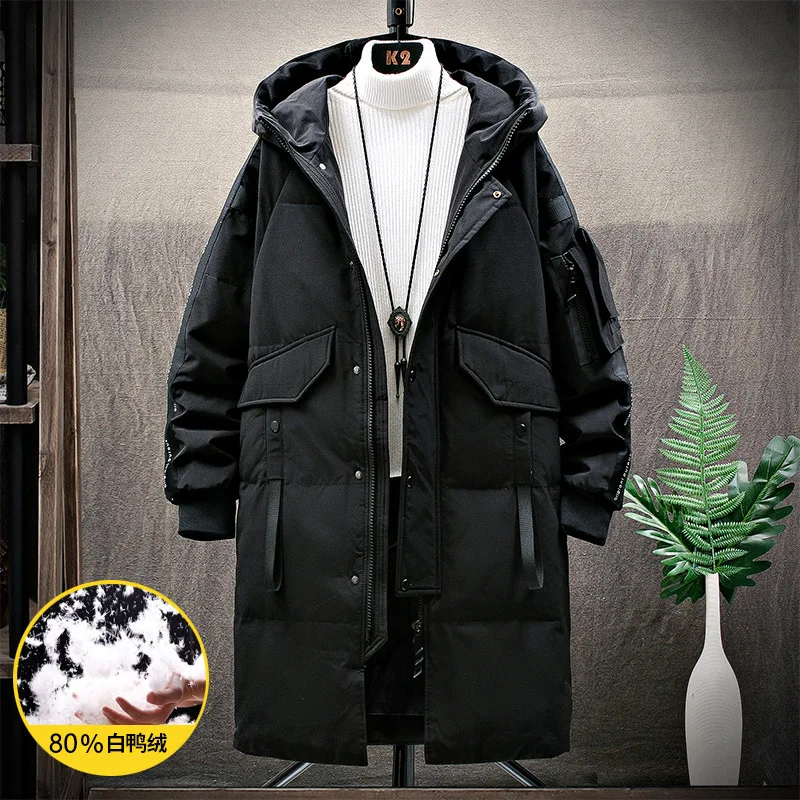 New Warm Thick Men White Duck Down Jacket Hooded Puffer Jackets Coat Winter New Male Casual Long Parka jacket uptempo coats men