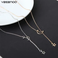 zinc alloy chain collar necklace for women party jewelry charm bijoux fashion moon star pendant choker necklace