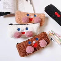 plush cute pencil case cute girl large capacity student stationery box small storage bag creative stationery
