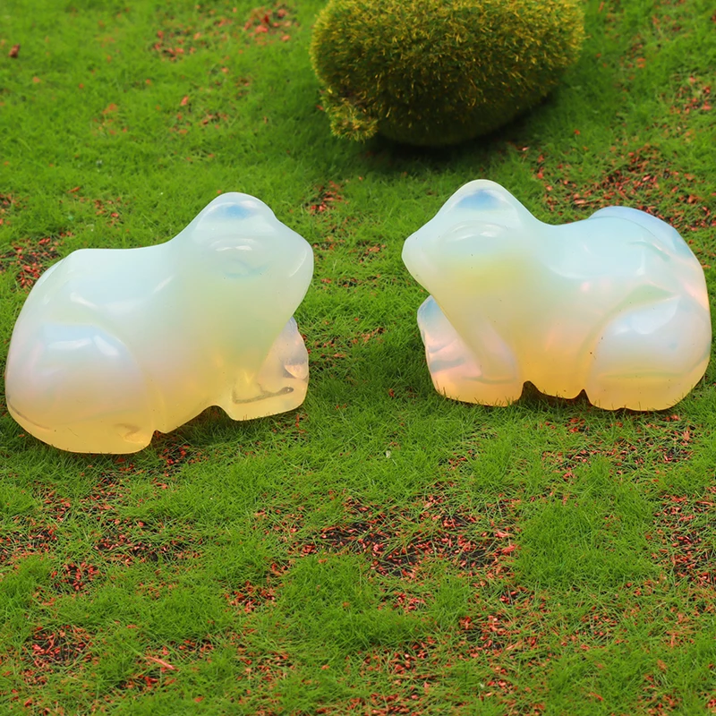 Статуэтка лягушки ручной работы опалитовый нефрит мини-кристалл животного чакра