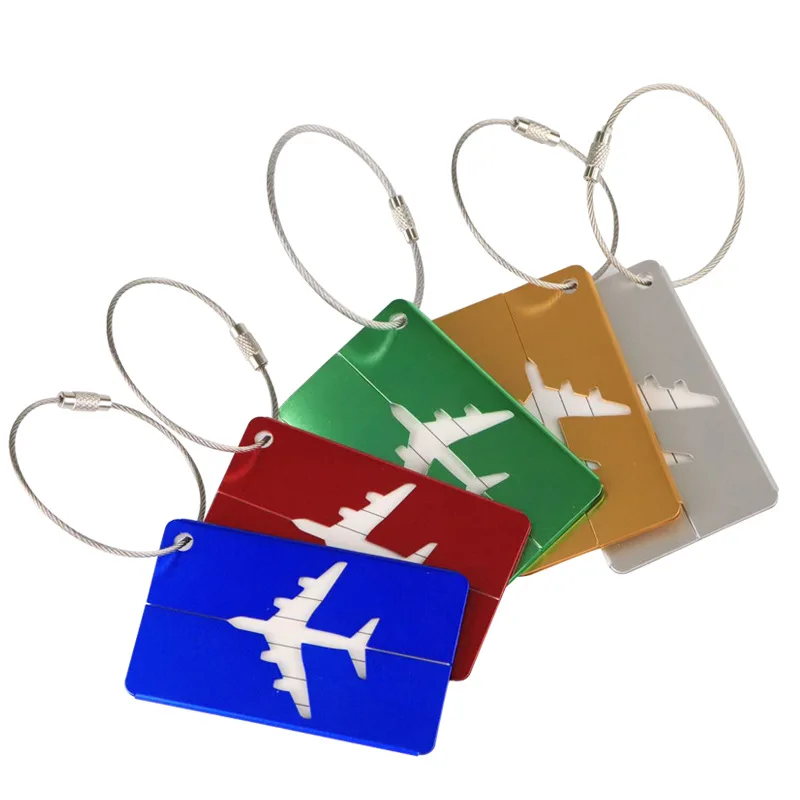 

2PCS Alloy Luggage Tags Suitcase ID Address Label Holder Airplane Aluminium Belt Baggage Name Tag Portable Travel Accessories