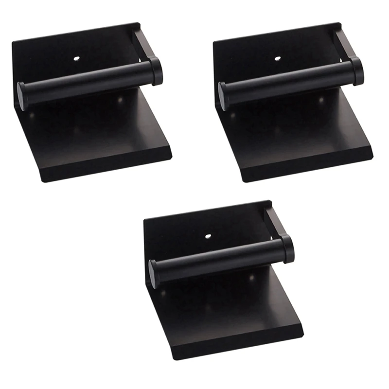 

3X Toilet Paper Holder With Shelf Wall Mounted Mobile Phone Paper Towel Holder Bathroom Roll Paper Holder Black