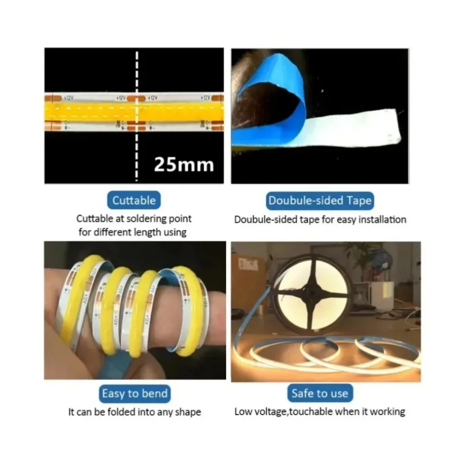 Светодиодная лента CCT COB с высокой плотностью от 2700 к до 6500 К 608 светодиодов/м