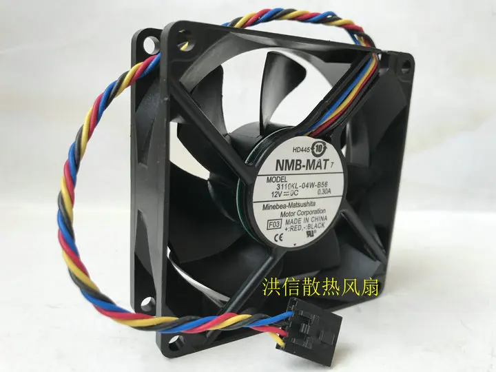 Бесплатная доставка оригинальный Φ 8025 3110KL-04W-B56 12V 0.30A 8CM 4-проводной PWM вентилятор