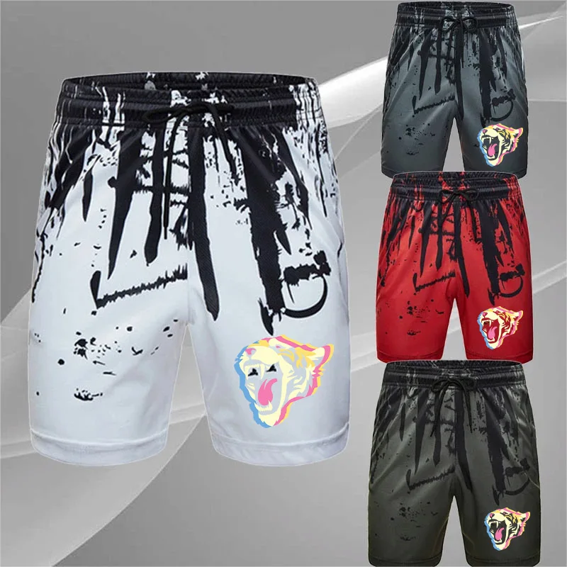 

2023 Men Summer Splash Ink Cropped Pants Joggers Sweatpants Casual Board Shorts Brand New Male Running Quick-drying Shorts