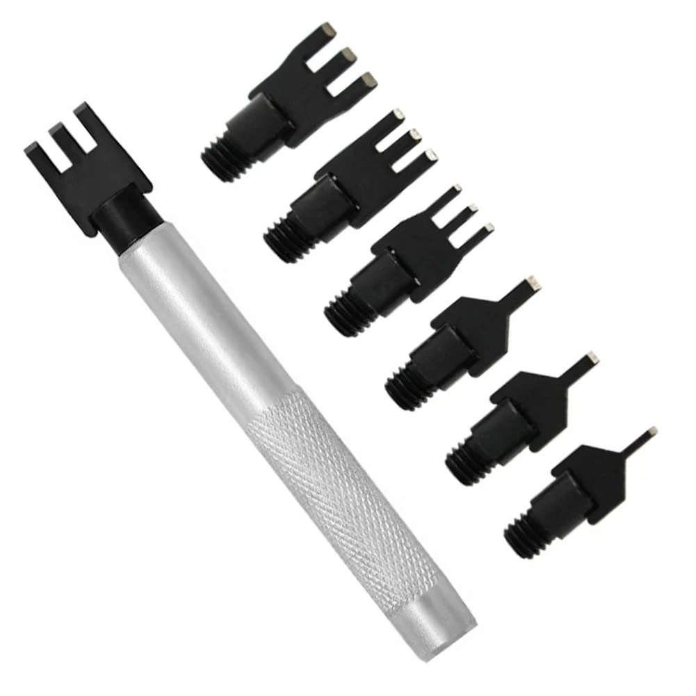 

7pcs/set Leather Flat Punch Tool Set Steel Handle Replacement Head Belt Hole Punching Chisel Belts Screw Punch Leather Tool