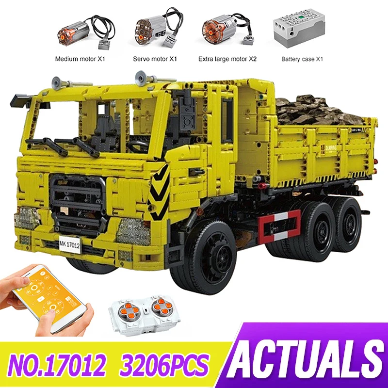 

MOULD KING 17012 High-Tech APP RC Car Toys Remote Control Three Way Dump Truck Model Assembly Building Blocks Bricks Kids Gifts