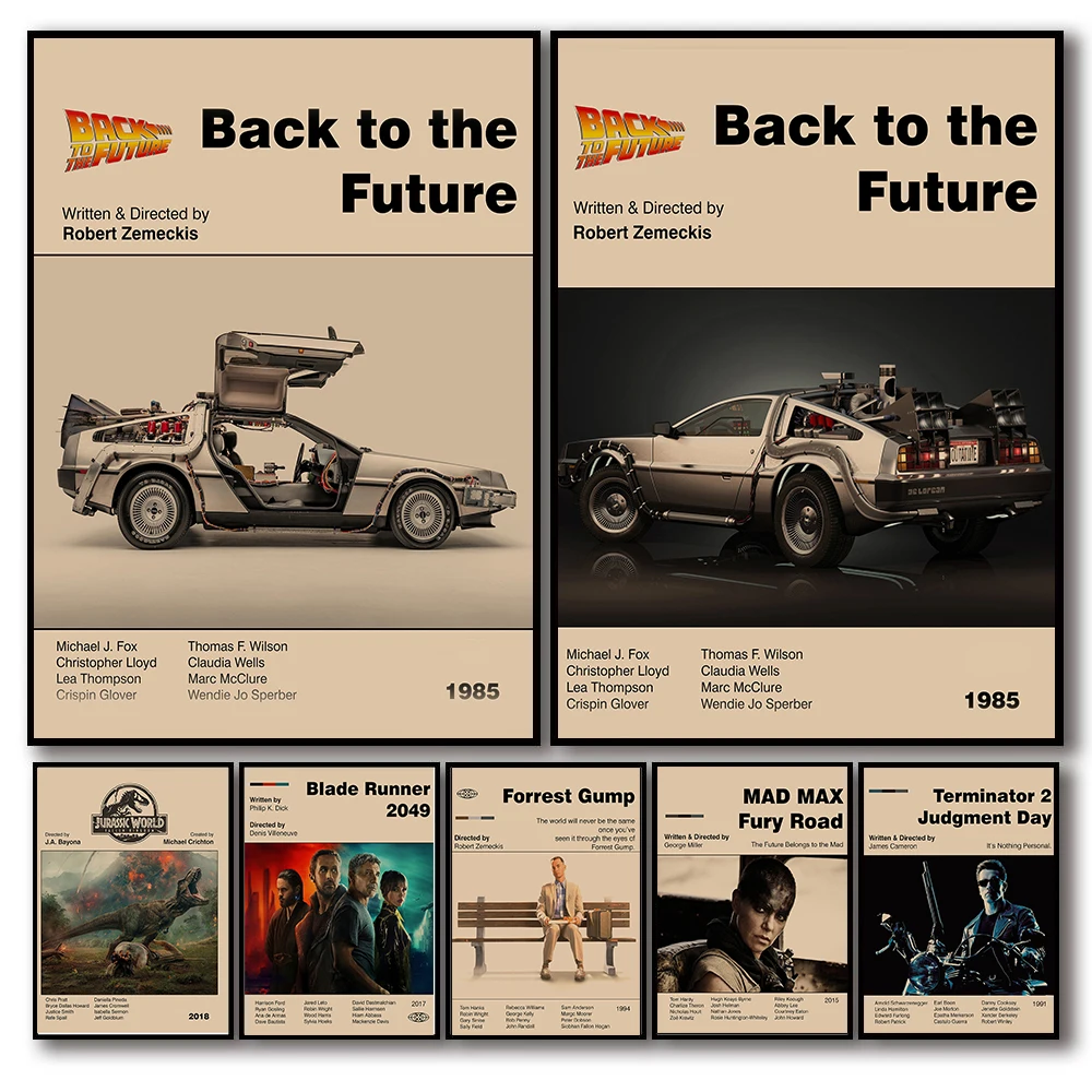 Винтажный Фильм Назад в будущее плакаты в эстетике автомобильная пленка Forrest Gump Blade Runner 2049 Mad Max Fury Road настенное Искусство Декор комнаты