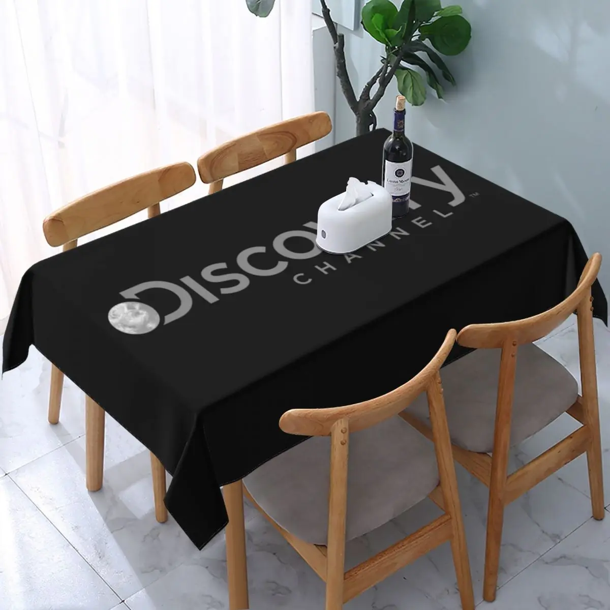 

Rectangular Waterproof Discovery Channel Table Cover Elastic Television Show Table Cloth Backing Edge Tablecloth for Dining
