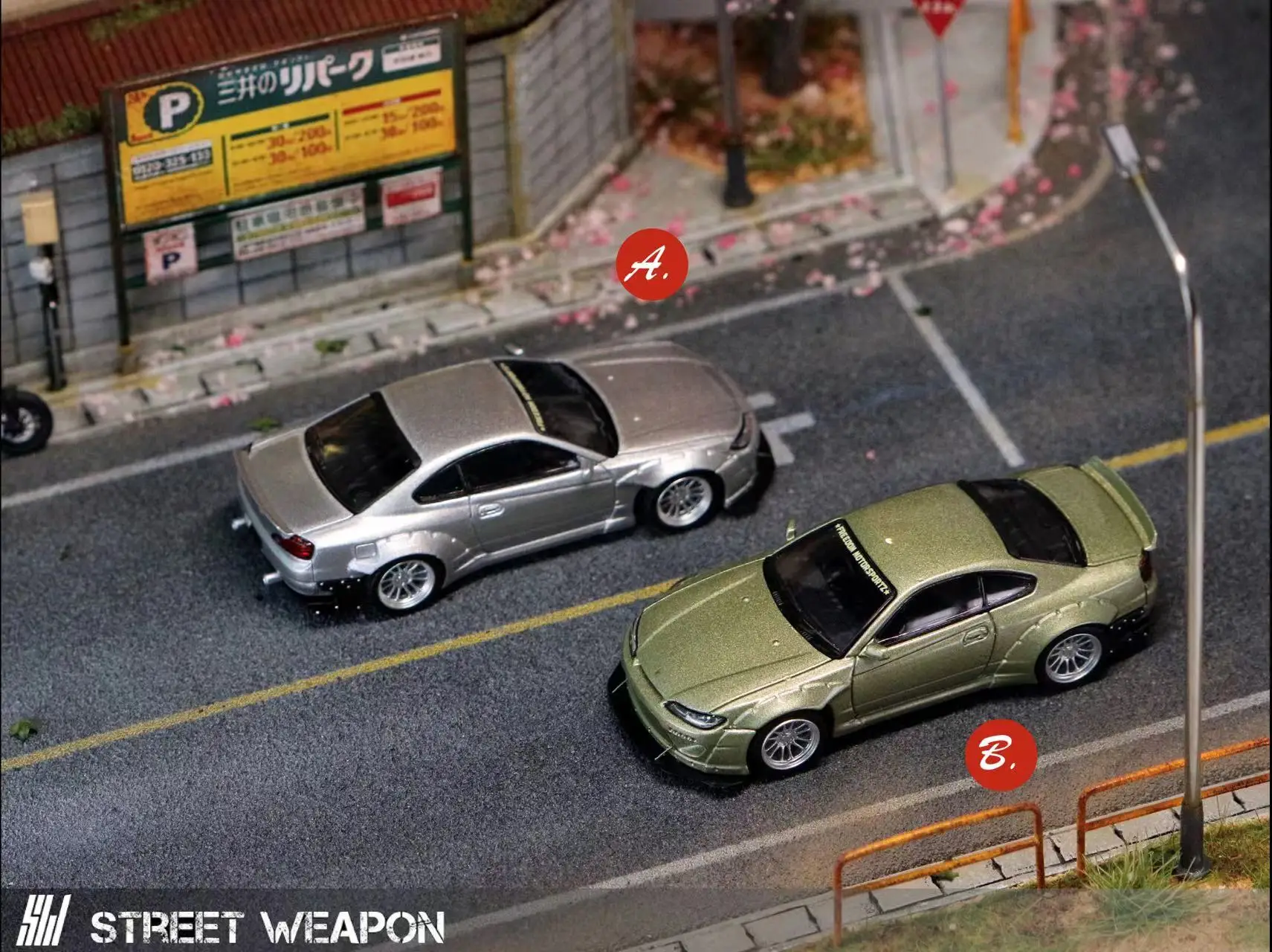 

Street Weapon SW 1:64 Nissan Slivia S15 Rocket Bunny Die-Cast Car Model Collection Miniature