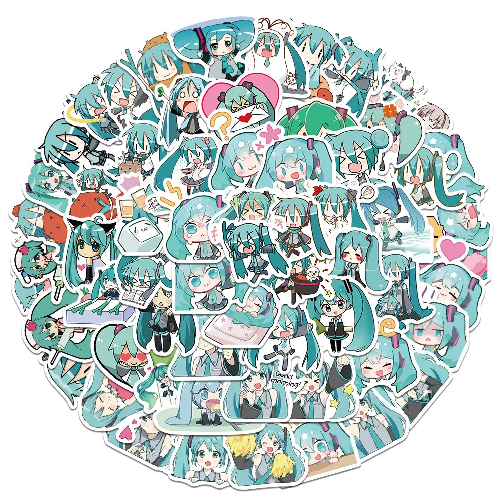 

65pcs Hatsune Miku Sticker Cute Sticker Pack Skateboard Hand Account Sticker Anime Stickers For Kids Laptop Skin Toys For Girls