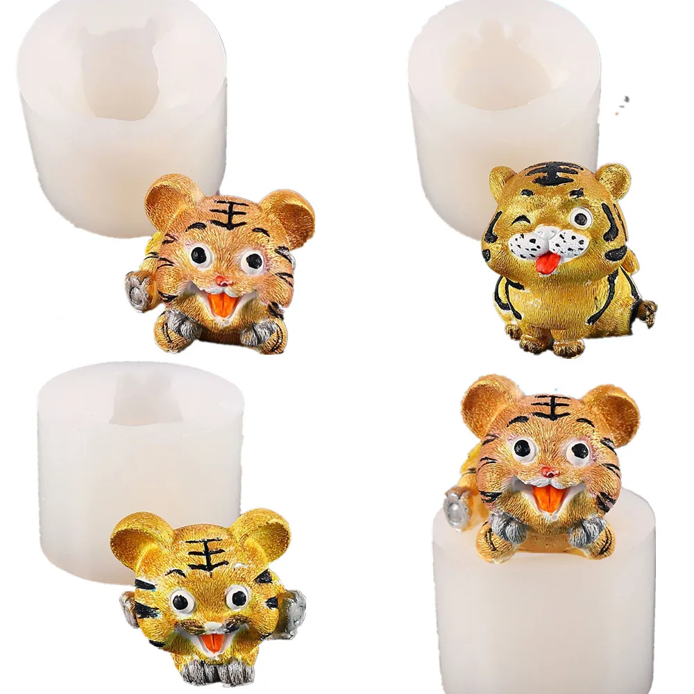 

2022 Новогодняя силиконовая форма с милым тигром, форма для шоколада, десерта, выпечки, украшения из гипса своими руками, форма для изготовлен...