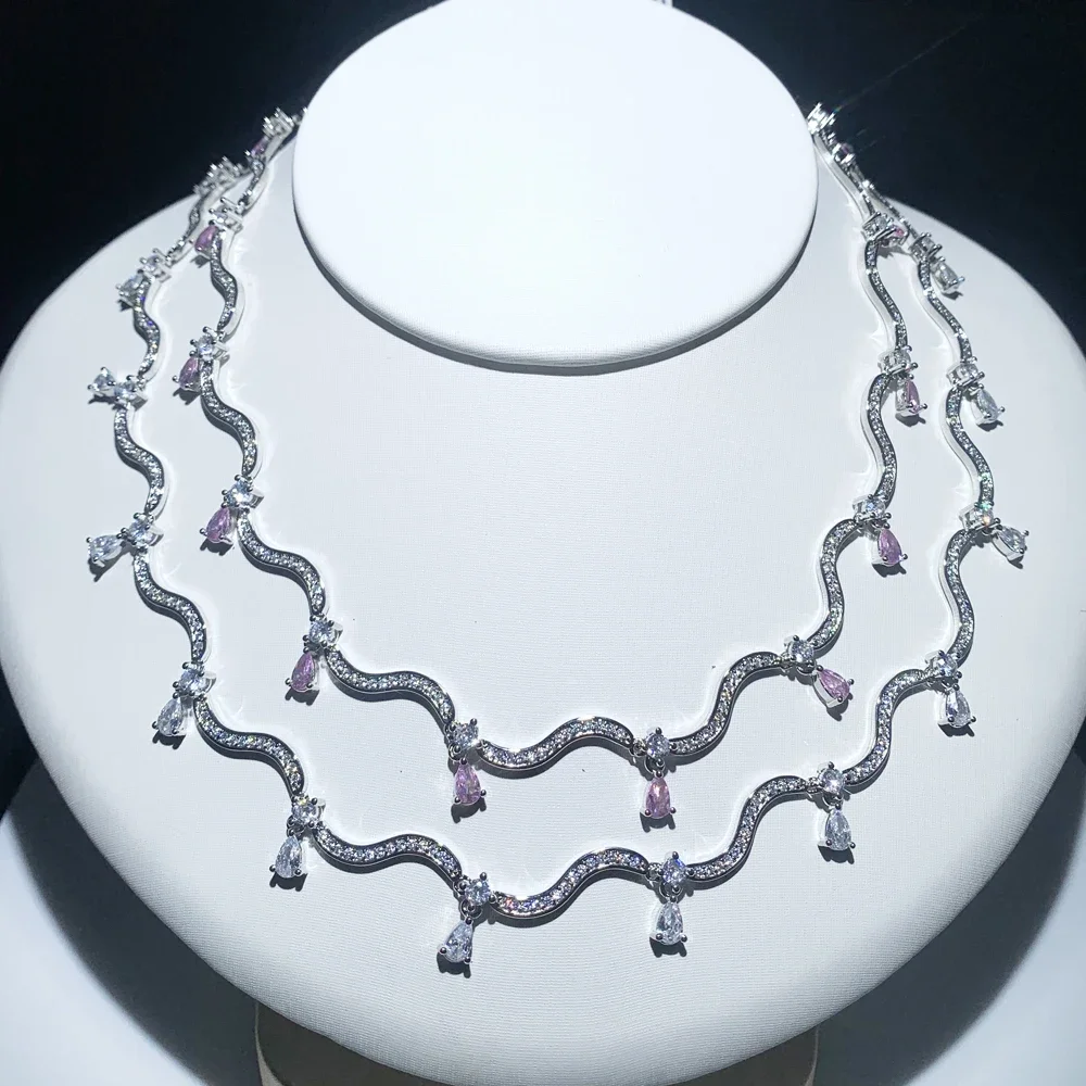 2024 Модные Белые Розовые каплевидные фианиты с микрозакрепкой фианита украшенные