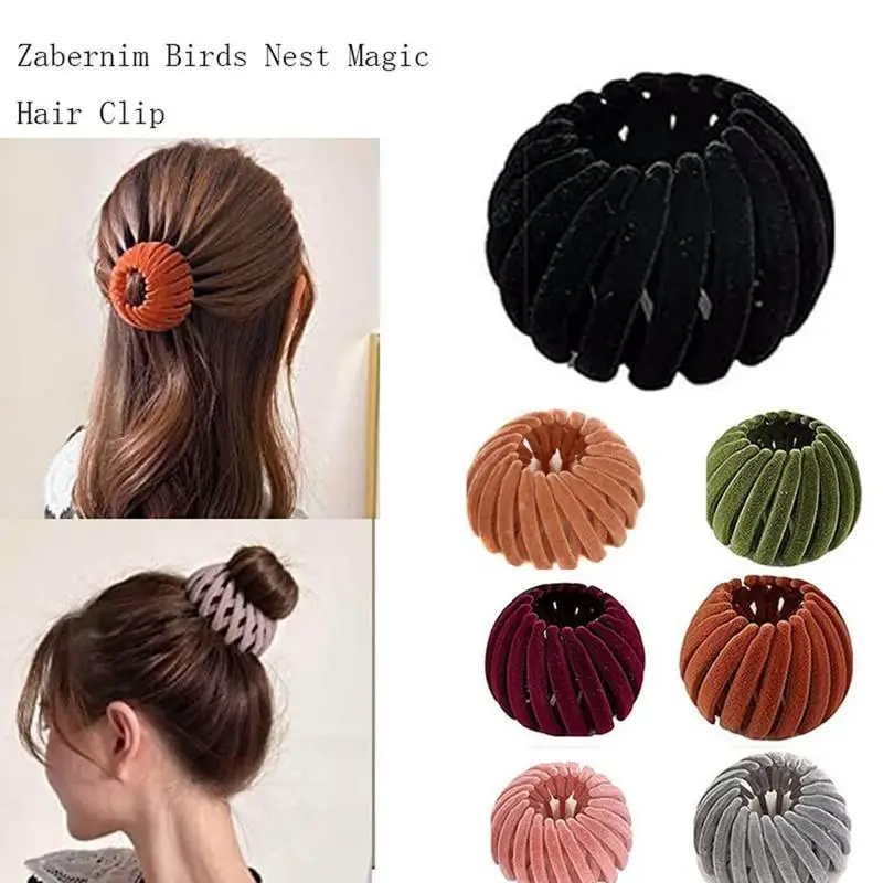 

Заколка для волос в форме птичьего гнезда, набор бархатных эластичных рулонов, заколка для конского хвоста, пряжка для волос, зажим для пучка, аксессуары для женщин