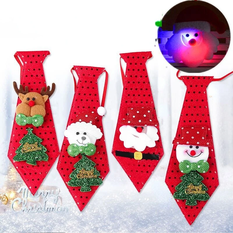 

10 шт. светодиодсветильник светящиеся рождественские галстуки, новинка, праздничный фотографический галстук для мальчиков, девочек, мужчин,...