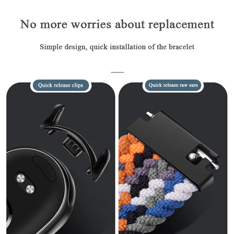 14mm Nylon Loopback Watchband for Xiaomi Mi Band 8 Smartwatch Woven Wristband for Miband 8 Series Snap One Piece Bracelet Strap