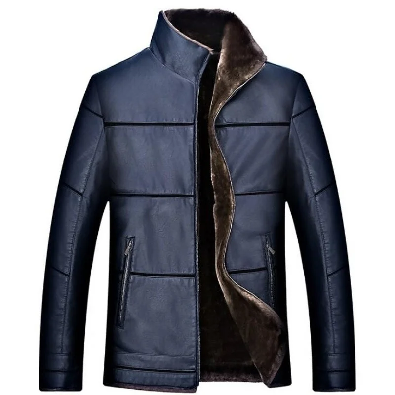 

Size Winter New Plus Men Warm Imitation Sheepsk Overcoat Cashmere Solid Color Lapel Leather Jacket Male Slim Fur Coat