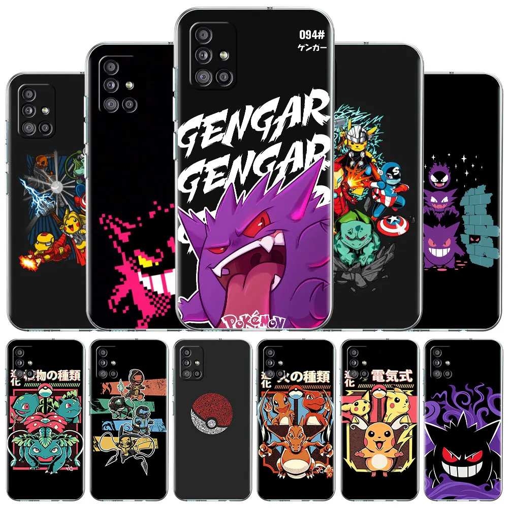 

Phone Case For Samsung Galaxy A52 A32 A71 A21s A12 A22 A51 A50 A33 A31 A41 A72 Luxury Funda Soft Coque Cool Gengar Pokemon