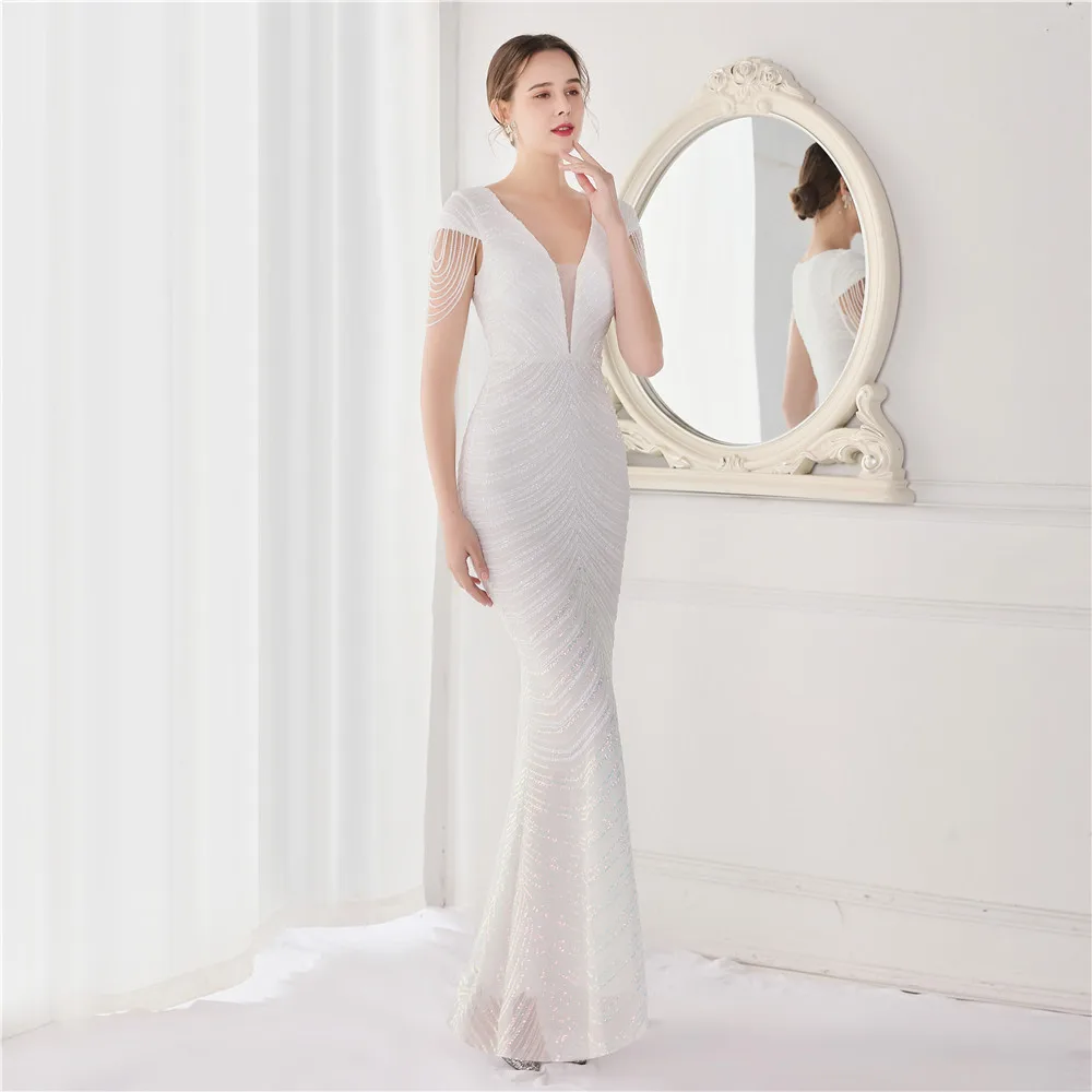 Luxury Party Elegant Dresses for Women 2022 Evening Prom Formal Long Clothes Sexy Sequin Cocktail Ceremony Birthday Maxi Outfits