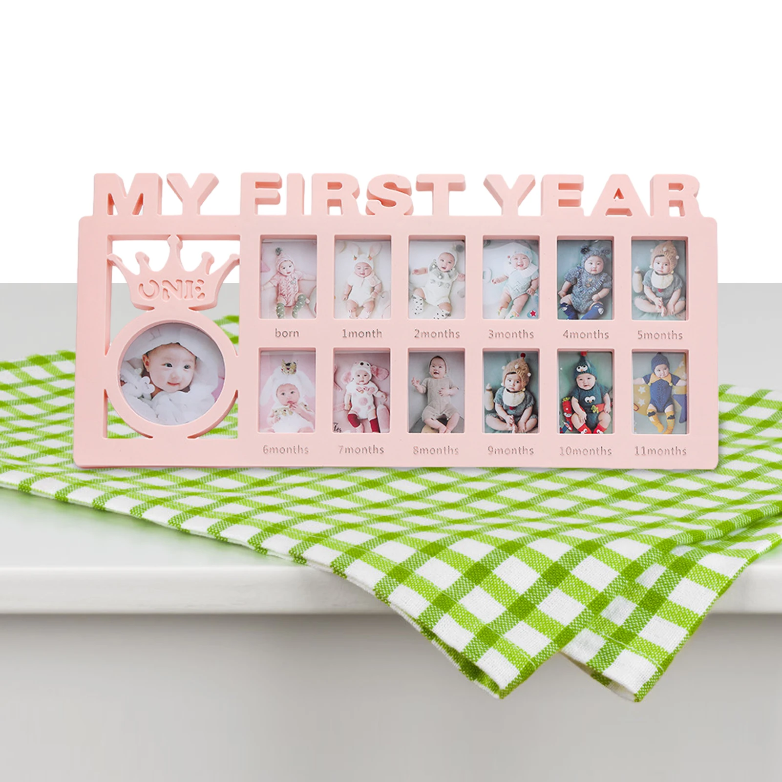 Baby Photo Frame First Year Growth Record Combination Photo Frame First Year Newborn Keepsake Frame 12 Months Milestone Photo